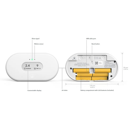 Airthings View Plus เครื่องตรวจวัดคุณภาพอากาศอัจฉริยะ แจ้งเตือนผ่านสมาร์ทโฟน